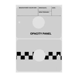 a metal spray-out card in white